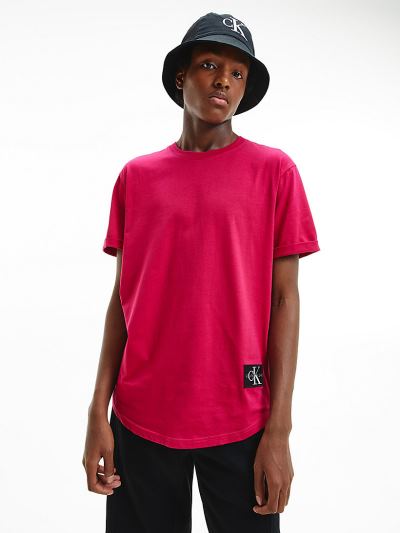 Calvin Klein Ruhák HU515765 | Calvin Klein Organic Cotton Badge Férfi Póló Rózsaszín